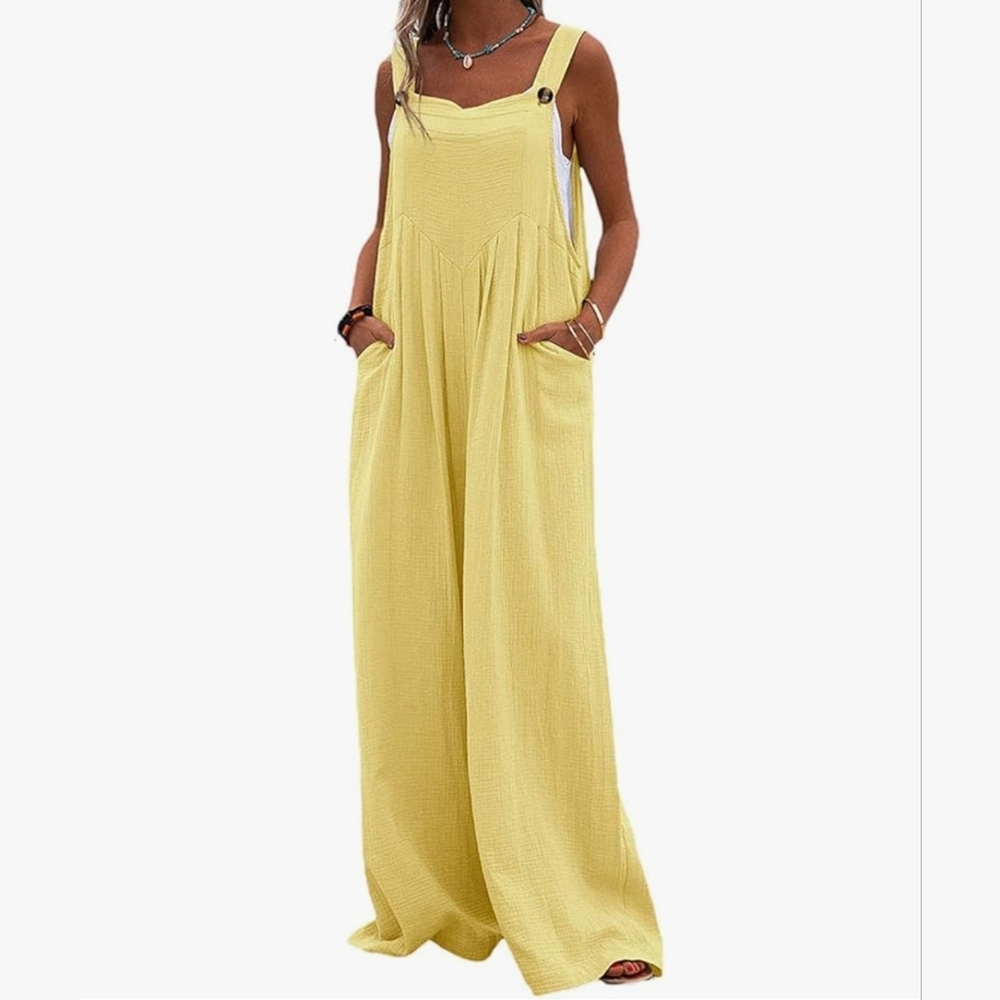 Yellow Jumpsuit (M) Casual Wide Leg
